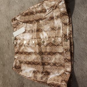 BNWT TopShop Faux Snake Skin Button Front Mini Skirt - Size 8